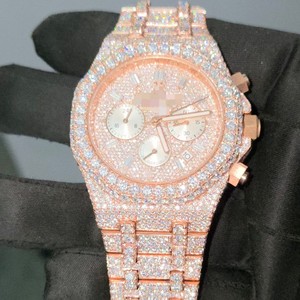 Reloj de Pulsera de Acero Inoxidable con Diamantes de Moissanita Miyota de Lujo, Modelo Más Reciente, Estilo Hip Hop, Analógico, de Negocios - Product Image 1