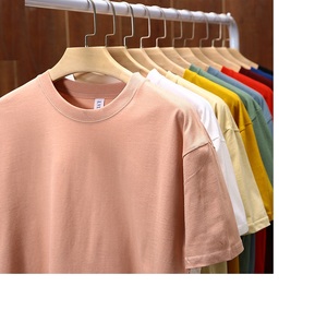 Camiseta de algodón 100% para hombre, buena tela, 280gsm, peso pesado, calidad de verano, lavado ácido, manga corta, Camiseta corta holgada para hombre - Product Image 1