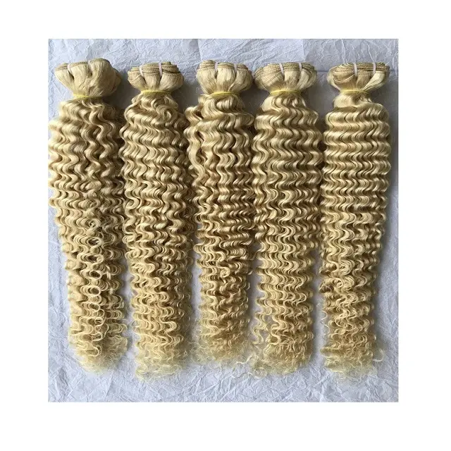 Wholesale Indian Vendor 100% Remy Unprocessed Raw Virgin Temple Human Hair 26 Deep Curly Blonde 613 Bundle From Indian Extension