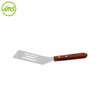 Mini Spatule de Service en Acier Inoxydable 430 à Fentes avec Manche en Bois de Hêtre Légère Antiadhésive Lavable au Lave-Vaisselle