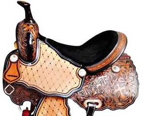 Silla de Montar de Cuero Genuino Marrón de Alta Calidad Estilo Western para Caballos de Rancho y Carreras Inglesas Barkat Overseas B71786 con Estructura de Madera - Product Image 2