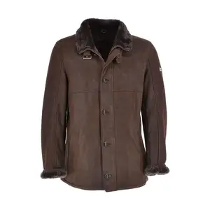 永恒的优雅: 经典棕色皮革羊皮外套 -- 杰拉尔德系列经典皮革外套羊皮夹克