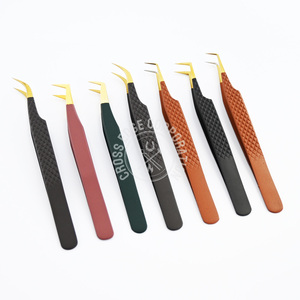 El más vendido, pinzas de volumen de 45 grados, pinzas de aislamiento, Punta larga, logotipo personalizado, pinzas de extensión de pestañas, suministros de punta de fibra - Product Image 1