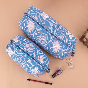 Juego de 3 Bolsas de Algodón Estampadas a Mano, Neceser Impermeable, Bolsa de Maquillaje de Viaje de Gran Capacidad, Estilo Vintage, Regalo - Product Image 2