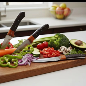 Ensemble de 4 couteaux à lame fixe en acier au carbone forgé à la main, étuis en cuir, manches en bois, tranchants, durables, ambidextres, légers - Product Image 4