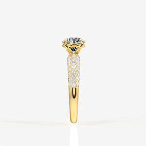 แหวนทองคำ18K ประดับเพชรเทียมเจียระไนแบบโปรตุเกสดีไซน์ปักฝังสามชั้น - Product Image 3