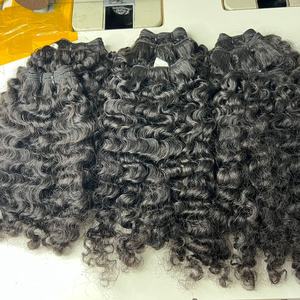 12 a 36 pulgadas Color negro Natural Envío rápido desde Vietnam Paquetes de tejido de cabello humano rizado birmano de un solo donante de doble dibujado - Product Image 6