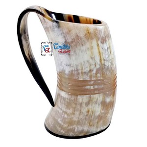 Tanishka Exports Tasse en corne de 6 pouces de style médiéval, finition naturelle brillante, haute qualité, meilleur cadeau pour les boissons chaudes/froides, moderne - Product Image 1