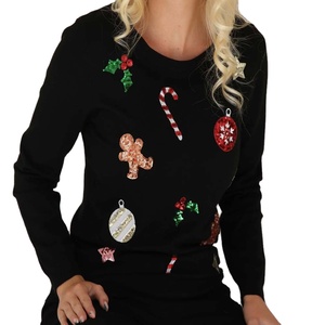 เสื้อสเวตเตอร์ถักแบบสวมหัวแขนยาวพิมพ์ลายเท่สำหรับผู้หญิงผ้าไนลอนบางวิสคอสแบบลำลองส่งตรงจากโรงงาน - Product Image 4