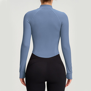 Veste de sport pour femme à manches longues avec fermeture éclair sur le devant, pour la course à pied en plein air, entraînement, séchage rapide, respirante, col montant, haut de sport de haute qualité - Product Image 6