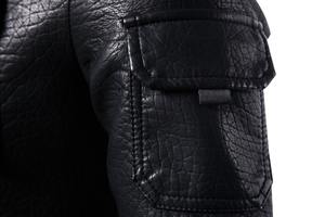 Chaqueta Bomber de cuero formal para hombre más vendida con cuello levantado y logotipo frontal con capucha temporada de primavera colores personalizados disponibles - Product Image 6