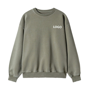 Sudadera de algodón de diseño de alta calidad para hombre, jersey de gimnasio, ropa deportiva teñida lisa de manga larga con logotipo bordado - Product Image 1