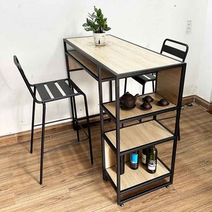 CBCF203 Industrial Style Combo <b>Bar</b> <b>Table</b> with Shelf <b>and</b> 2 Iron <b>Bar</b> <b>Stools</b> for Your Home or Commercial <b>Bar</b> Set - Product Image 4
