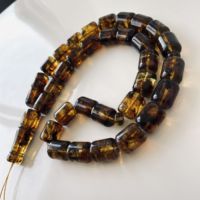 33 perles d'ambre, Tasbih vert-noir en ambre baltique naturel avec des inclusions naturelles