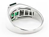Anillo de Plata de Ley 925 con platino Esmeralda creado en laboratorio verde sobre plata de ley para hombre para boda hecho a mano - Product Image 2