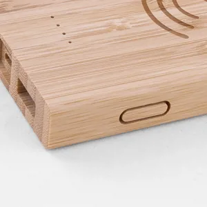 Gadgets promotionnels personnalisés : Power Bank sans fil en bambou Decibel - Product Image 3
