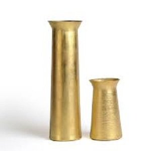 Minimalist iron Tabletop <b>Vase</b> Set Handmade Tall And Short <b>Gold</b> Finish Decorative <b>Vases</b> - Product Image 1