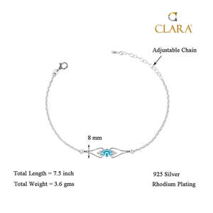 Pulsera CLARA de Plata de Ley 925 con Topacio Corte Esmeralda y Patrón Floral, Oro Rosa de 18K, Platino, Estilo Religioso - Product Image 5
