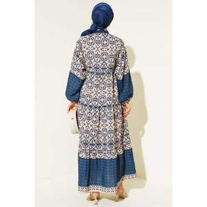 Robe à demi-boutons à superpositions Bleu Marine - Product Image 2