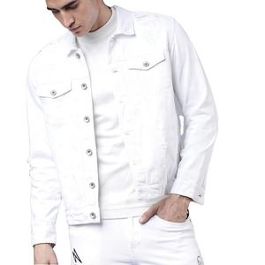 Wholesale Custom <b>Men's</b> Stylish Solid White 100% Cotton Denim <b>Trucker</b> <b>Jacket</b> Breathable Quick-Dry Front Smart Casual Winter OEM - Product Image 1