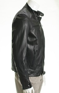 Vestes d'hiver à col montant pour hommes en cuir de mouton véritable et léger de couleur noire Fabriqué au Pakistan - Product Image 4