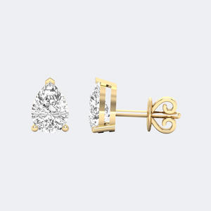 Pendientes Clásicos de Diamante Cultivado en Laboratorio, Corte Pera, Punta en V, 1.00CTW, Color D E F, Claridad VVS VS, Oro Blanco, Oro Rosa, Joyería para Mujer, India - Product Image 2