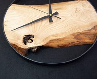 Jam Dinding Kayu Analog Quartz Art Deco Modern Gerakan Senyap Dioperasikan dengan Baterai Pola Geometris Abstrak Hadiah Pernikahan