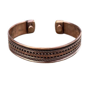 2020 France 3mm demi-gros bracelet en cuivre hommes pur cuivre thérapie magnétique main rustique marteau texture bracelet - Product Image 4