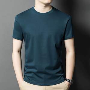 Camiseta de manga corta para hombre, de algodón transpirable, con cuello redondo, diseño estampado con logotipo personalizado OEM, color sólido, informal, para verano. - Product Image 4