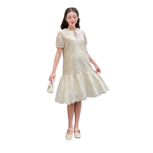 V1311 Cool Floral bordado niñas vestido de verano adecuado para el sudor absorbente y tela sin arrugas - Product Image 1