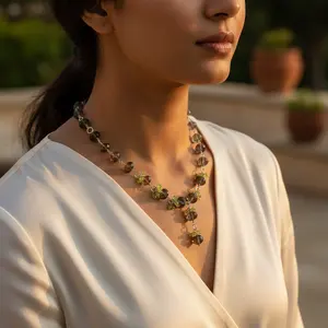 Collier en argent 925 avec quartz fumé et péridot pour femme, cadeau - Product Image 2