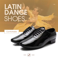 Chaussures de danse jazz professionnelles pour hommes en PU noir, semelle TPR pliable, talon bas, doublure en coton pour Tango/Salsa/Latin Bold Smart