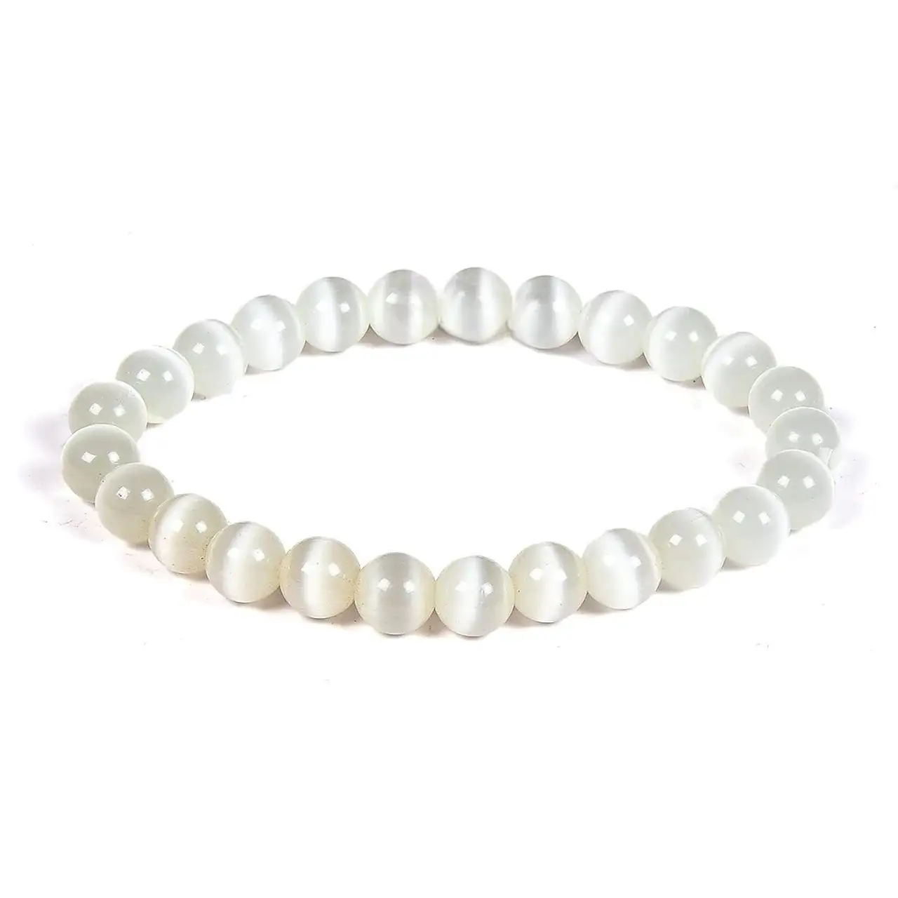 Gran oferta, pulsera de selenita natural hecha a mano, pulsera de piedras preciosas de 8mm para curación y meditación de la India a precio de fábrica.