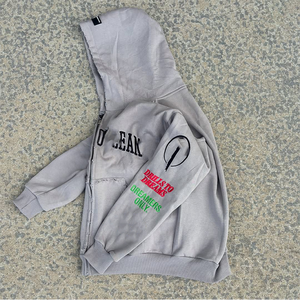 Streetwear 500 Gsm French Terry Zipup Vintage High Quality Cotton Sweatshirt Heavyweight Embroidery Acid Wash Zip up <b>Hoodie</b> - Product Image 4