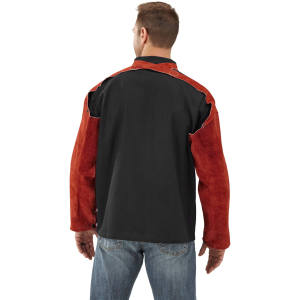 Mangas de soldadura de cuero dividido de piel de vaca resistente de alta calidad resistente al calor ANSI/ISEA corte Nivel 1 orificio protector - Product Image 5