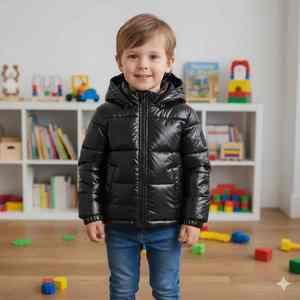 Vêtements pour garçons et filles, manteaux d'hiver, parka rembourrée en duvet, veste matelassée, veste en fausse fourrure - Product Image 5