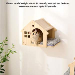 Arbre à chat moderne artisanal avec plusieurs niveaux, condo en peluche, poteaux à gratter en sisal verticaux, jouet suspendu pour chats d'intérieur - Product Image 5