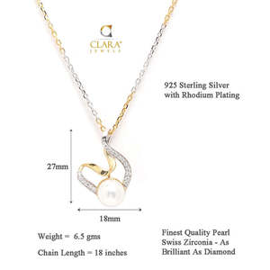 ชุดเครื่องประดับ CLARA 925 เงินแท้ ประกอบด้วยจี้ ต่างหู และสร้อยคอ ชุบทองคำขาว ประดับด้วยหัวใจเพชรเซอร์โคเนียสวิสและมุก เหมาะสำหรับเป็นของขวัญ - Product Image 6