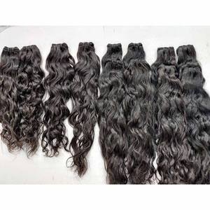 Haute qualité 100% meilleure vente indienne extensions de cheveux ondulés couleur naturelle cuticules ondulées profondes alignées trame unique Remy doux lisse - Product Image 1