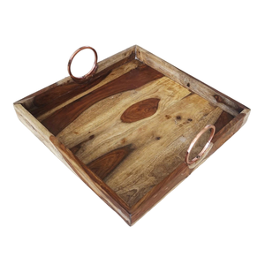 ถาดเสิร์ฟไม้มะม่วงพร้อมที่จับโลหะสำหรับโรงแรมและบ้าน - Product Image 6