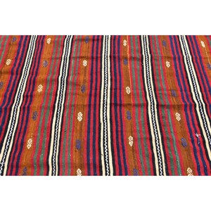 Vintage Turkish Red Kilim <b>Rug</b> 5'1 X 13'2 ft Boho Style Patchwork Wool Jute <b>Rug</b> for Living Room or <b>Bedroom</b> with Latex Backing - Product Image 5