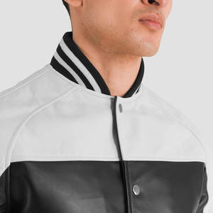<b>Men's</b> Regular Fit <b>Suede</b> Bomber Leather <b>Jacket</b> with Varsity Look High Street Style for Street Wear - Product Image 5