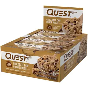 Quest营养巧克力饼干面团蛋白棒，高蛋白，低碳水化合物，无麸质，酮友好，12支