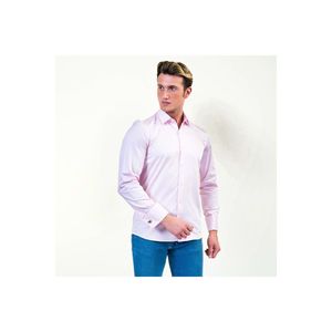 Blue 100% Cotton Elegant Satin Plain French Double <b>Cuff</b> Sleeve Button Shirt - Product Image 6