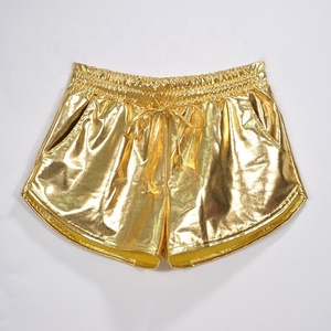 Women's High-Waisted <b>Booty</b> Shorts Sexy Metallic Cheer Shiny Cheeky Dance Festival Rave Bottoms Skinny Stage Performance Clubwear - Product Image 3