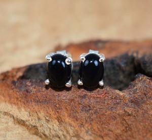 Bijoux pour femmes Boucles d'oreilles en argent style bohème Bijoux en argent sterling 925 Onyx noir Boucles d'oreilles tendance faites à la main - Product Image 5