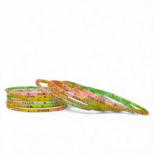 Ensemble de bracelets en verre multicolores de qualité supérieure, imitation perle tendance plaquée or, bijoux de mariage pour mariée, exportation mondiale - Product Image 3