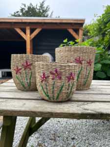 Hot Trend New Design Handcrafted <b>Straw</b> <b>Basket</b> with Elegant Floral Embroidery Natural Seagrass <b>Basket</b> made in Vietnam - Product Image 4