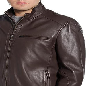 Veste en cuir pour homme Jawda International 2023, de haute qualité, style décontracté simple, fermeture éclair, adaptée à l'hiver, unie - Product Image 3
