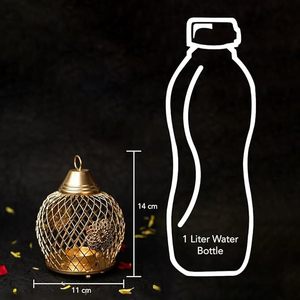 Portavelas estilo linterna de alambre de Metal de nuevo estilo con acabado de revestimiento de polvo dorado diseño de jaula de forma redonda para decoración del hogar - Product Image 4